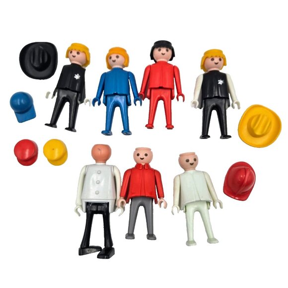 Geobra Playmobil Vintage 1974 Figures Western Sheriff Toys Lady Man Hats Figurin - Picture 1 of 12